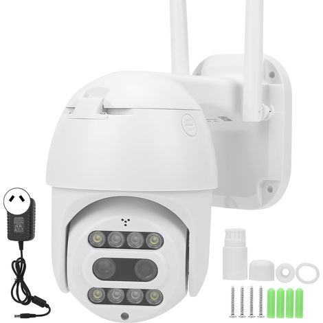 Caméra WiFi 1080P 8 Lumières Double Lentille Détection Mouvement Vision Nocturne Couleur IP66 Étanche CCTV 100-240V (Prise AU) (1/5)
