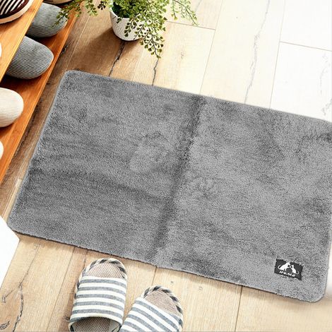 Tapis de porte doux, antidérapant et absorbant, tapis de sol, tapis de chevet pour la maison, la salle de bain et la chambre, gris, 80 x 120 cm (1/5)