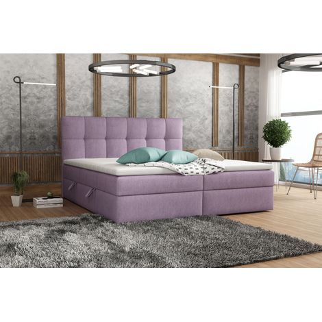 Boxspringbett Schlafzimmerbett ARTURO 120x200cm Stoff Soro Violett (1/2)