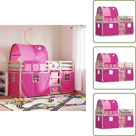 The Living Store Lit superposé sans matelas 90x200 cm bois de pin massif - Lit Superpose - Lit Enfant - Lit Design - Meuble Enfant - Chambre Enfant