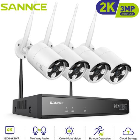 SANNCE Wireless CCTV Security Camera System 8CH 5MP NVR Recorder with 4x 3MP Outdoor Home Wifi Surveillance Security IP Cameras, Dual WiFi, Works with Alexa, Motion Detection, NO Hard Drive (1/5)