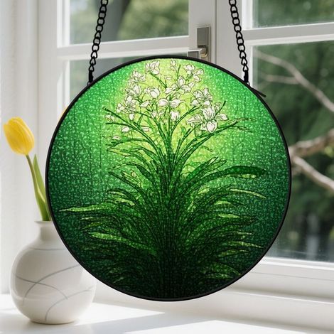 20cm Suspension en vitrail - Attrape-soleil élégant coloré minimaliste, décoration intérieure unique, cadeau Noël pour femme, homme, famille (1/5)