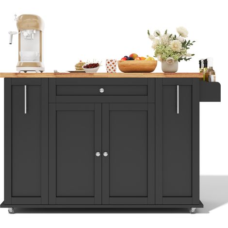 Isola da cucina 120x70x87 cm in MDF nero salvaspazio per sala da pranzo FloraGrace (1/5)