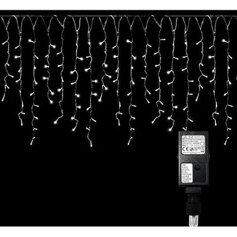 Guirlande lumineuse 20m 200 LED gouttes de pluie scintillantes, guirlande de Noël avec glaçons, déco festive, IP44 extérieur intérieur, blanc froid - Cisea (1/5)