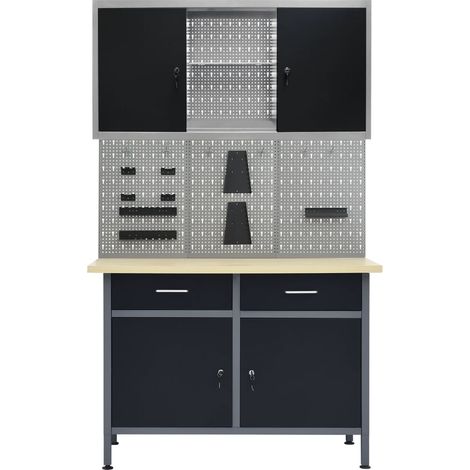 Maison Exclusive - Banco de trabajo con tres paneles de pared y u