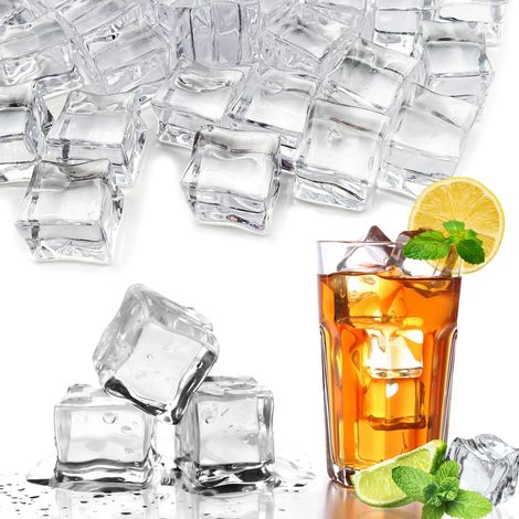 Lot de 50 glaçons carrés écrasés artificiels en cristal acrylique pour remplissage de vase, décoration de table, décoration de fête, présentation de nourriture, loisirs créatifs (carrés de 25 mm) (1/5)