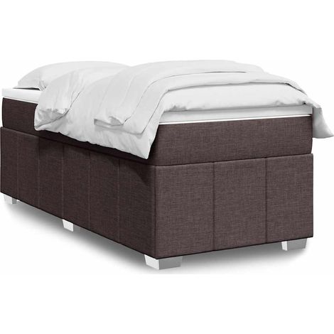 Cama box spring con colchón tela marrón oscuro 100x200 cm vidaXL (1/5)
