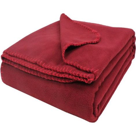Couverture douce et moelleuse bordeaux avec bordure en satin de polyester, jeté de lit pour lit simple, queen ou king size