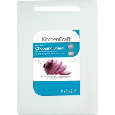 KitchenCraft Tagliere Grande in Plastica priva di BPA, 35 cm x 25 cm - Bianco (1/3)