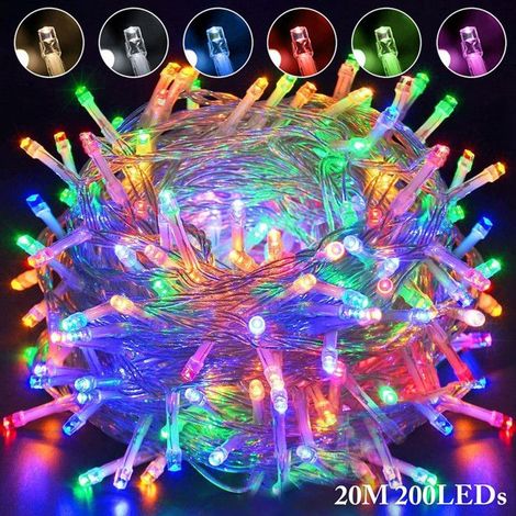 1 Guirlande lumineuse, 200 LEDs, 20M, Multicolore, 8 modes, IP44, Intérieur et Extérieur, Noël, Mariage (1/5)