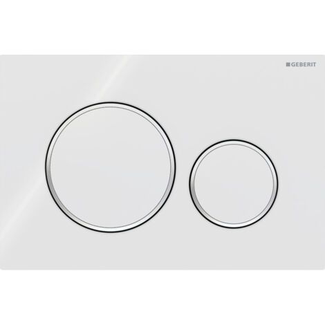 Plaque de commande à double chasse compatible Geberit Sigma20, blanc avec finition chrome poli (réf 115.882.KJ.1)