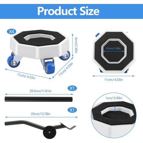 Set di 6 ruote per mobili con 4 ruote per carichi pesanti, 1 sollevatore per mobili e 1 asta telescopica a 360°. Ruote piccole con scanalature per lo spostamento di mobili ad alta capacità di carico. (1/4)