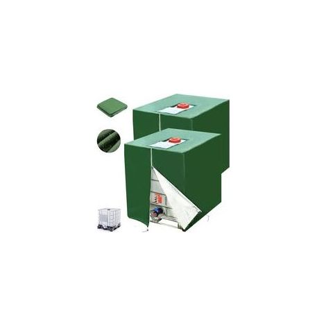 Bâche Couverture Réservoir IBC pour Conteneur IBC 1000L, 2 Pièces 210D 116 x 100 x 120 cm Bâche de Réservoir d'eau Anti-UV Anti-Pluie ( Vert ) (1/4)