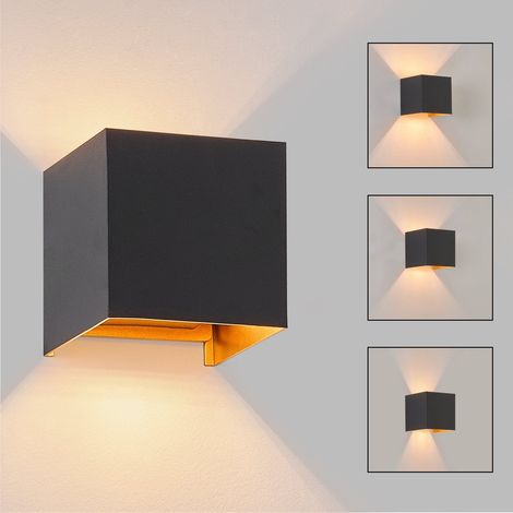 ZMH Applique Murale Extérieure LED Up et Down - Lampe Murale Intérieure Noire et Dorée, Étanche IP65, Projecteur Réglable avec Lumière Blanche Chaud 3000K G9, Idéal pour Salon,Terrasse,Couloir,1ER (1/5)