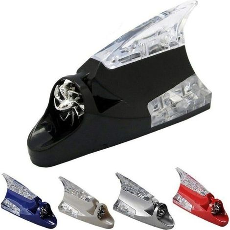 Antenne de Signal d'aileron de Requin, Antenne de Voiture Radio Shark Avertissement Lampe Flash pour Radio de Toit de Voiture AM/FM Noir (1/5)