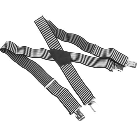 Herren-Hosenträger, 5 cm breit, vertikal gestreift, X-förmiger Rücken, dick dehnbar, für Hochzeiten, Schulferien (1/5)