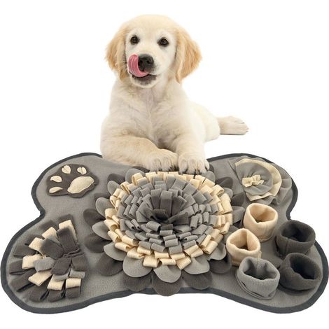 Alfombra olfativa para perros, alfombra para una alimentación lenta y para aliviar el estrés, para perros pequeños y grandes, gris. (1/5)