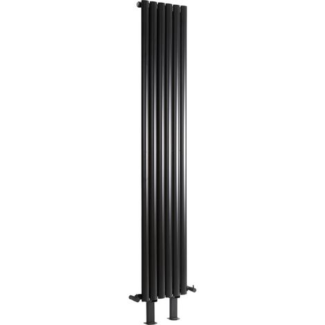 Hudson Reed Vitality - Radiateur Vertical sur Pieds Moderne Noir - 178cm x 35.4cm