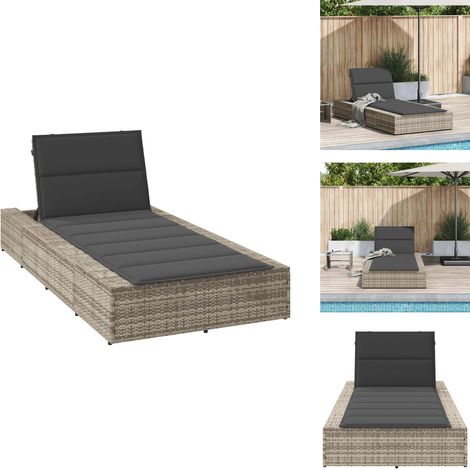 Transat avec coussin flottant gris clair résine tressée - Lit De Bronzage - Chaises Longues - Chaise Longue - Lit De Repos (1/5)