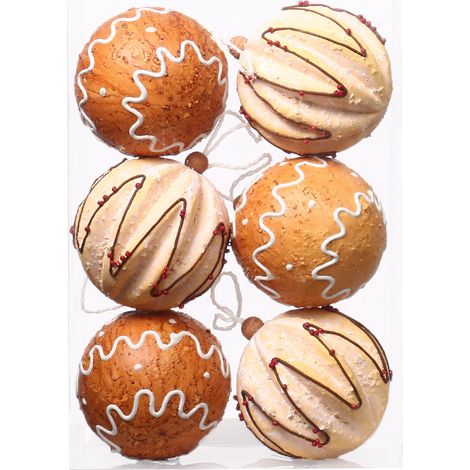 Lot de 6 Boules de Noël à Suspendre 8Cm - Bonhomme en Pain D'épices coloré - Boule de Noël en Mousse - Décoration de Boules de Noël