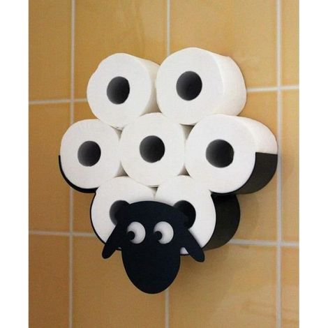 Dérouleur Papier Toilette - Mouton - Métal Noir - Fixation Murale Ou Sur Étagère - 7 Rouleaux (1/5)