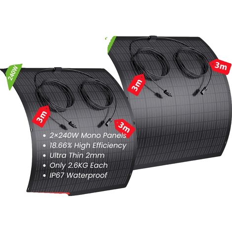 Kit de paneles solares flexible, ligero y de alta eficiencia, 240 W 2 (1/2)