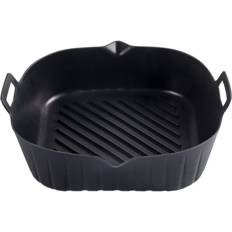 Plaque silicone friteuse air avec égouttoir, antiadhésive résistante chaleur noire (1/5)