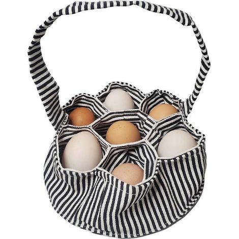 Mini panier à œufs en tissu pour ramasser les œufs - 1 panier à œufs avec 7 pochettes pour œufs de poule, de canard et de caille (1/5)