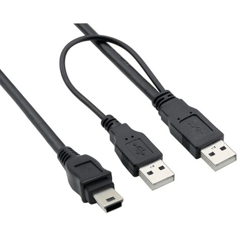 Cable USB mini tipo B 5 pines dual-power 0.50 M Negro (1/4)