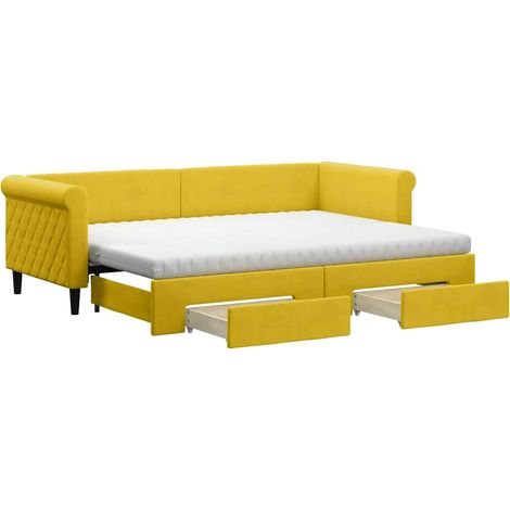 Maison Exclusive - Divano Letto Estraibile con Cassetti Giallo 80x200cm in Velluto