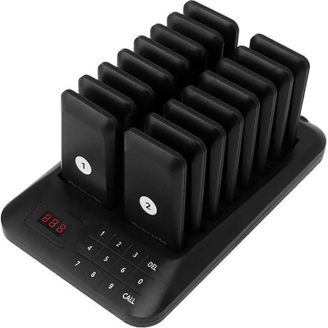 Système de sonnette d'appel pour restaurant à écran tactile avec 16 boutons, signal d'attente. (1/5)