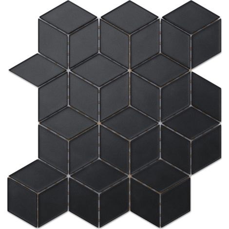 Glasmosaik auf Netz für Bad und Küche 26.5cm x 30.5cm - Soft black (1/3)