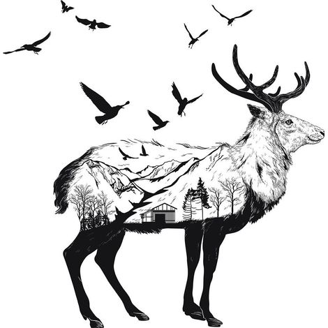 Stickers muraux silhouettes d'animaux en noir et blanc pour la décoration du salon et de la chambre (Style 4) (1/5)
