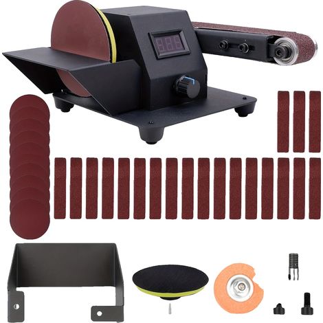 Petite Ponceuse à Bande, 350 Watts, 7 Vitesses, 12,5 x 5 x 5 pouces, 795 Puissance Moteur, Comprend 10 Bandes Abrasives et 10 Meules (1/5)