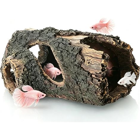 Ornement de petite grotte betta pour décoration d'aquarium, cachette de bois flotté en résine pour poissons, crevettes et reptiles, accessoire de paysage sous-marin réaliste pour réservoir d'eau douce (1/5)