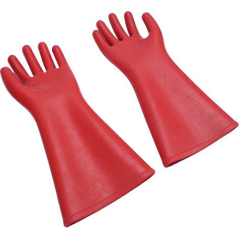Gants isolants électriques antidérapants 2 pièces en caoutchouc rouge résistants haute tension anti-coupure et anti-perforation pour électricien (1/5)