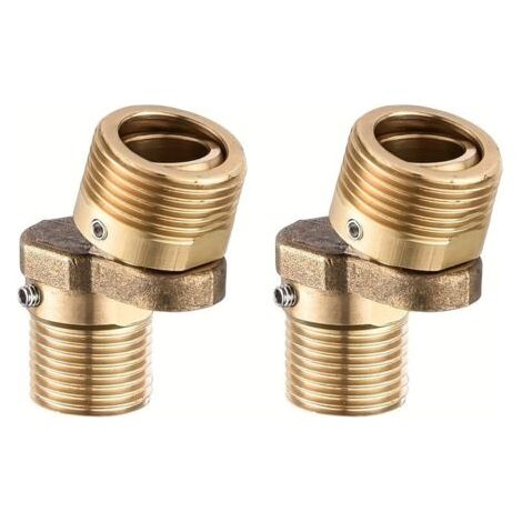 Lot de 2 Adaptateurs de Robinet en Cuivre – Bec Courbé à Angle Incliné pour Salle de Bain et Tuyau d’Arrosage de Jardin (1/4)