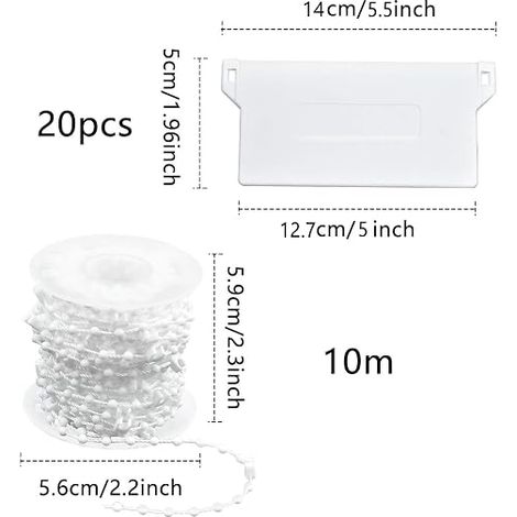 Poids de Store Vertical 89mm 127mm, Chaîne de Store Verticales Plastique, Lattes de Stores, Kit de Réparation de Stores Verticaux Maison et Bureau, Blanc (1/4)