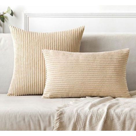 Housse De Coussin - Velours Côtelé - 30x50 Cm - Décoration Intérieure - Lot De 2 (1/4)