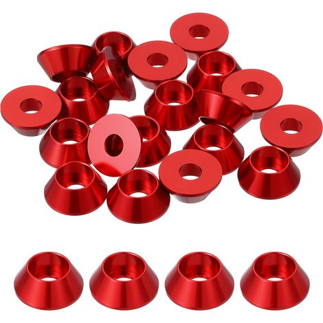 30 Pièces Rondelles à Tête Fraisée, Rondelles de Tasse M6 x 18 mm, Rondelle Fraisée, Rondelle Boulon En Aluminium Pour vis à tête, tige filetée, Accessoires Mécaniques, Rouge (1/5)