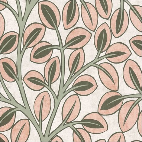 Country style wallpaper wall Profhome 791502 hot embossed non-woven wallpaper slightly textured with floral ornaments matt grey grey white pink olive green 5,33 m2 (1/5)