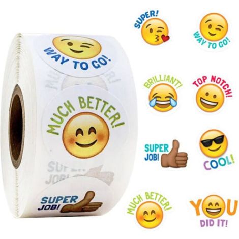 500 autocollants – Émojis multicolores (1/3)