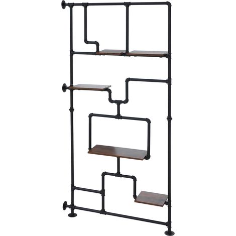 Séparateur de piéce avec étagére HWC-P10, étagére de salon, étagére de rangement, métal industriel m (1/5)