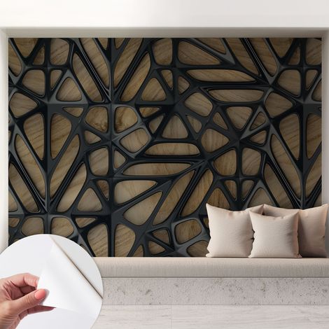 Papier peint adhésif décoratif pour salon chambre et cuisine Facile à poser avec colle Réseau en bois 208x146 cm (1/5)