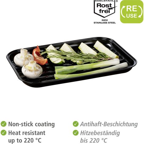 WENKO 2er Set Grillschalen Luca aus rostfreien Edelstahl 34,5 x 24,5 x 2,5 cm