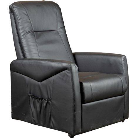 poltrona massaggiante bellahome "siena" con recliner elettrico in ecopelle nero 75x93x105 cm