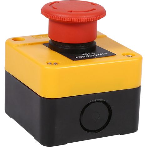 Ortviai Bouton-poussoir d'arrêt d'urgence rouge 660 V 10 A avec capuchon plastique et contact DPST 1 NO + 1 NC (1/3)