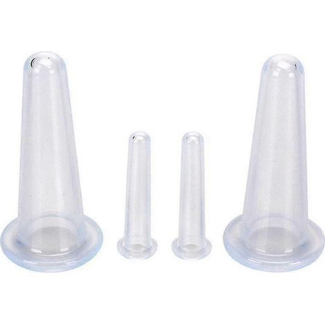 Lot de 4 ventouses faciales en silicone naturel, blanches, pour appliquer de l'huile sur le visage (Shujing). (1/5)