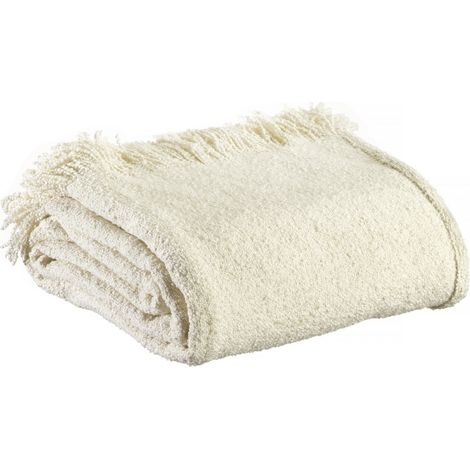 VIVARAISE - Plaid uni Vivaraise Jane - Blanc - 130 x 160 cm en polyester recyclé (1/3)
