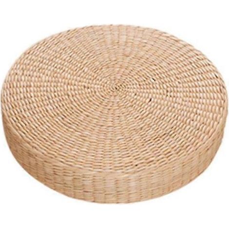 Rundes japanisches Futonkissen aus handgeflochtenem Stroh, Sitzkissen für Tatami-Matten, Yogamatten oder andere Unterlagen. (1/5)